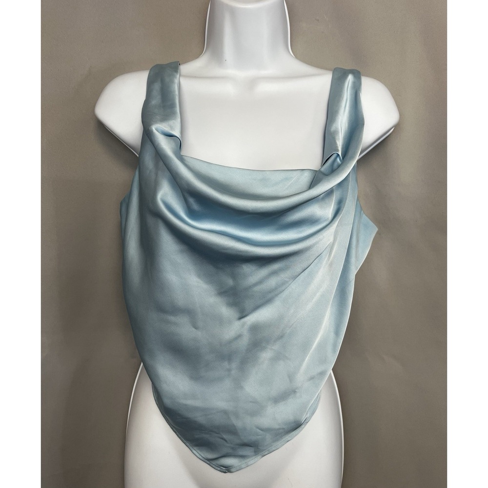 Abercrombie & Fitch Women's Crop Top Sz Small baby Blue Satin